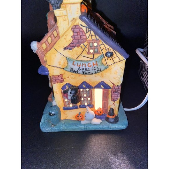Halloween Harvest Trick or Treat Cafe Lighted Porcelain House - Picture 8 of 16